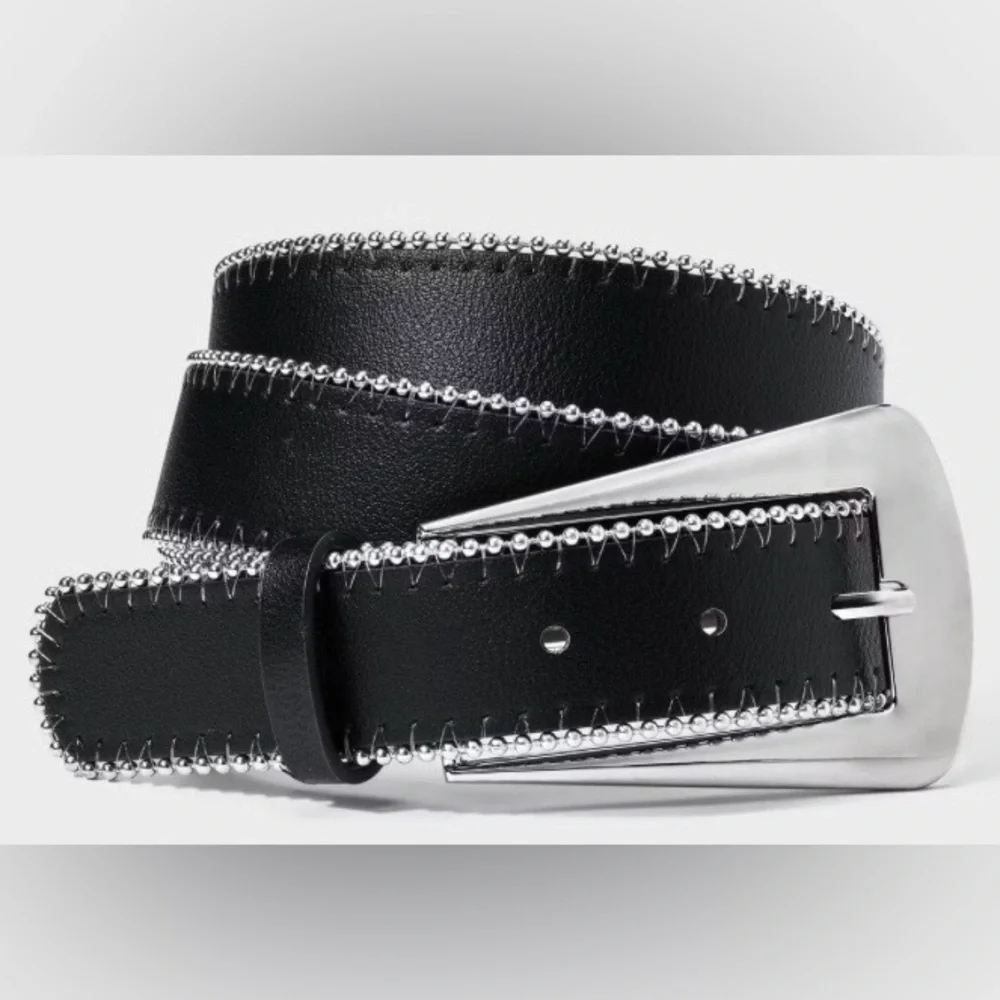 Fashion Buckle Belt With Shot Bead Edge